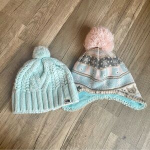 The North Face Littles Toddler Logo Pom Pom Beanie Fleece Hat lot 6-24 months